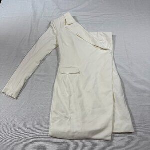 Forever 21 White One Shoulder Blazer Dress Size S Mini Asymmetrical Event Wear